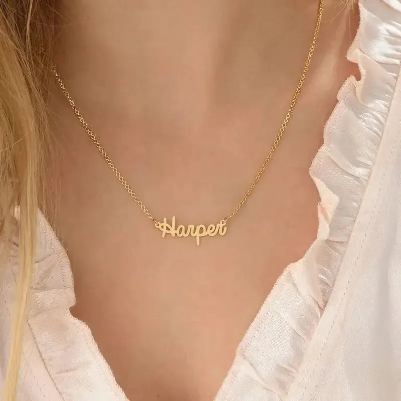Customize Name Pendant Necklace in 14K Gold