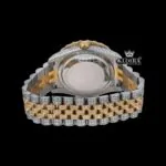 Diamond Bezel Arabic Dial Two Tone Iced Out Moissanite Watch Caseback View