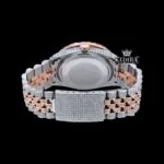 Diamond Bezel Blue Arabic Dial Two Tone Moissanite Watch Caseback View