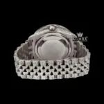 Diamond Bezel Brown Dial Roman Numerals Fully Iced Moissanite Watch Caseback View
