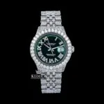 Diamond Bezel Green Roman Dial Full Iced Out Moissanite Watch