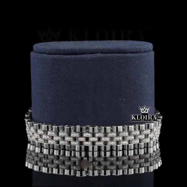 Diamond Bezel Yellow Dial Stick Markers Fully Iced Out Moissanite Watch Bracelet View
