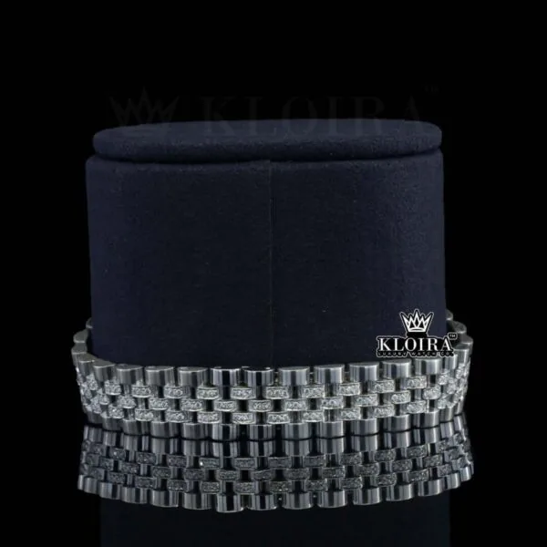 Diamond Markers Black Dial Full Iced Out Moissanite Watch Bracelet View
