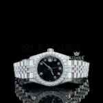 Diamond Markers Black Dial Full Iced Out Moissanite Watch