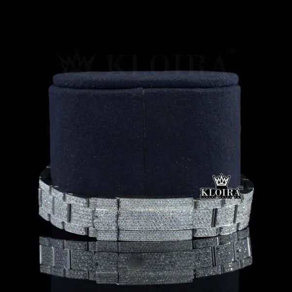 Diamond Markers Fully Bust Down White Dial Moissanite Diamond Watch Bracelet View
