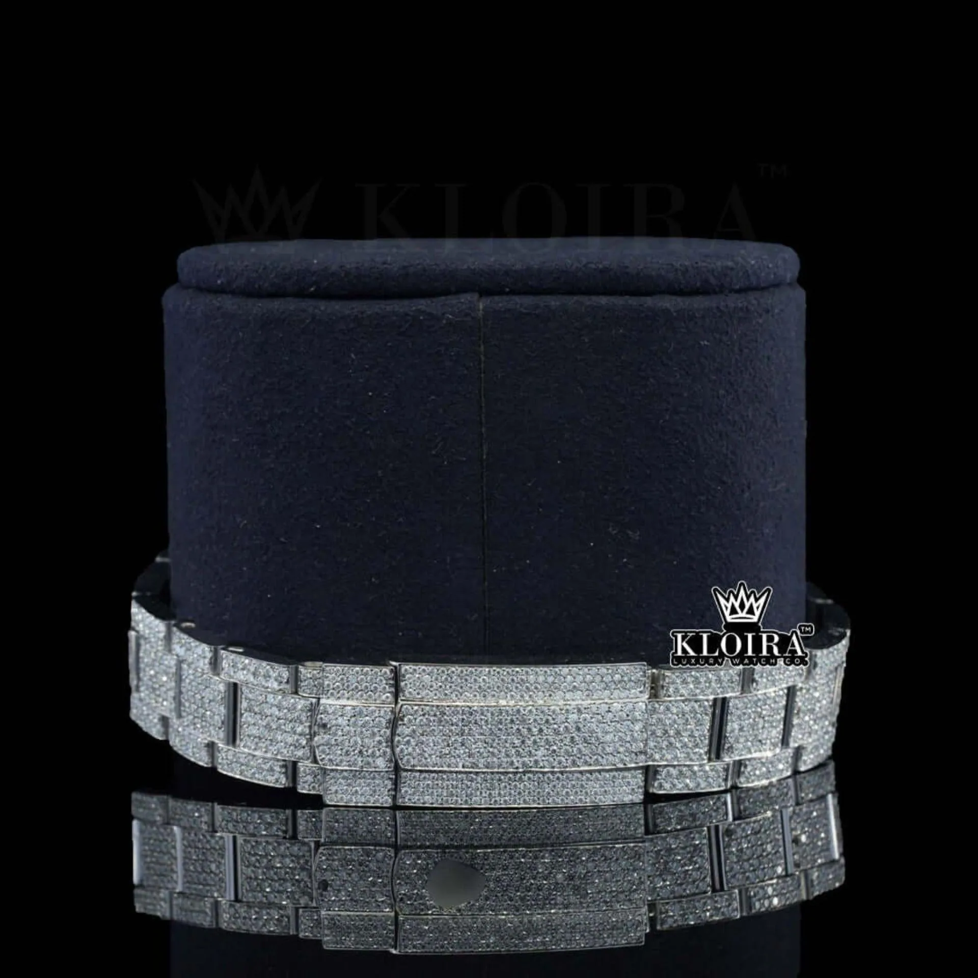 Diamond Markers Fully Bust Down White Dial Moissanite Diamond Watch Bracelet View
