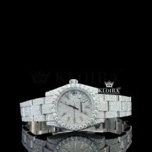 Diamond Markers Fully Bust Down White Dial Moissanite Diamond Watch