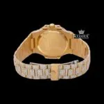 Diamond Markers Fully Iced Out Yello Gold Moissanite Diamond Watch Caseback View