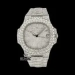 Diamond Markers White Dial Bust Down Moissanite Diamond Watch