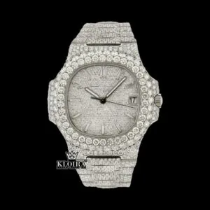 Diamond Markers White Dial Bust Down Moissanite Diamond Watch
