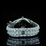 Diamond Markers White Dial Fully Iced Out AP Moissanite Watch Caseback View