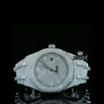 Diamond Markers White Dial Fully Iced Out AP Moissanite Watch Front View