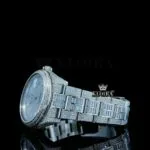 Diamond Markers White Dial Fully Iced Out White Gold Moissanite Watch Left Side View