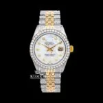 Diamond Markers White DIal Two Tone Iced Out Moissanite Watch
