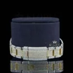Diamond Markers Yellow Dial Two Tone Iced Out Moissanite Watch Bracelet View