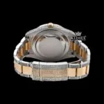 Diamond Markers Yellow Dial Two Tone Moissanite Diamond Watch Caseback View
