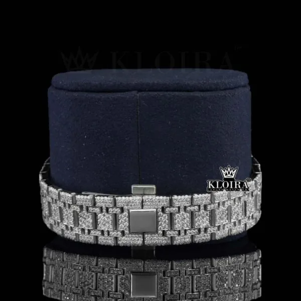 Diamond Stick Markers White Dial Fully Iced Out Moissanite Watch Bracelet View