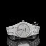 Diamond Stick Markers White Dial Fully Iced Out Moissanite Watch
