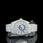 Dual Time Chronograph Dial Stick Markers Fully Iced Out Moissanite Watch