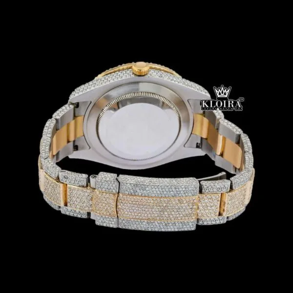 Dual-Tone Standard Numerals Black Dial Moissanite Diamond Watch Caseback View
