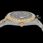 Dual-Tone Standard Numerals Black Dial Moissanite Diamond Watch Crown View