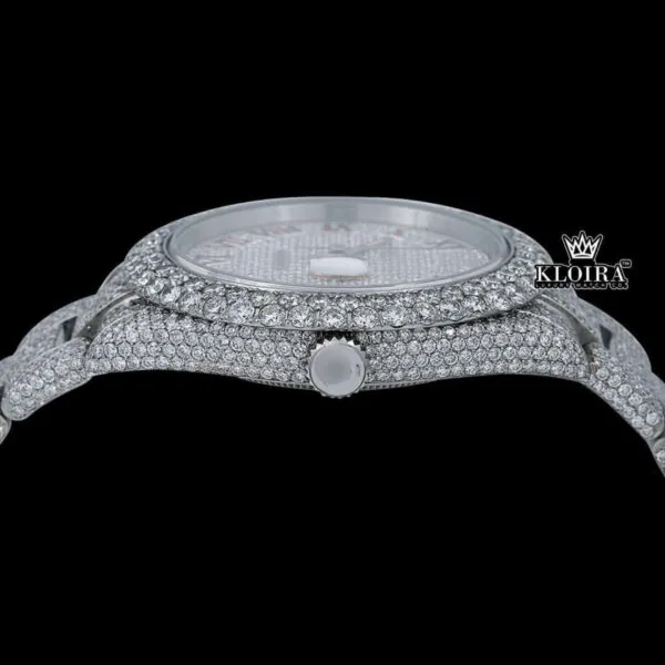 Full Bust Down Red Roman Numerals Moissanite Diamond Watch Crown View