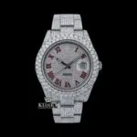 Full Bust Down Red Roman Numerals Moissanite Diamond Watch