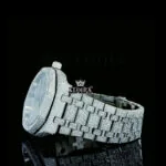 Full Iced Out Silver AP Inspired Moissanite Diamond Watch 14K Gold VVS 41mm Left Side View