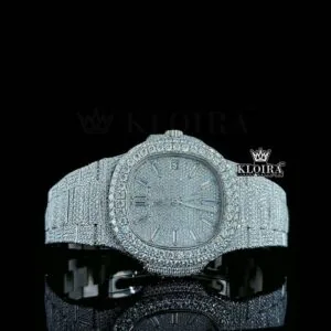 Full Iced Out White Dial Diamond Markers Moissanite Diamond Watch