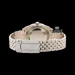 Fully Bust Down White Dial Black Roman Numerals Moissanite Diamond Watch Caseback View