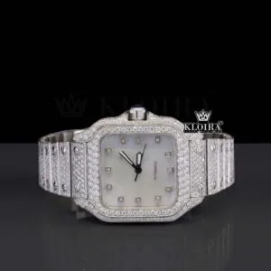 Fully Bust Down White Dial Diamond Markers Moissanite Diamond Watch