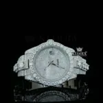 Fully Bust Down White Dial Stick Markers Moissanite Diamond Watch Front View