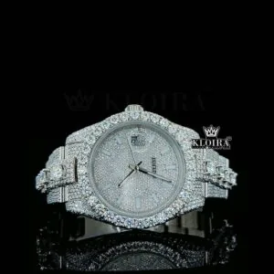 Fully Bust Down White Dial Stick Markers Moissanite Diamond Watch
