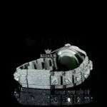 Fully Bust Down White Dial Stick Markers Moissanite Diamond Watch Right Side Bracelet View