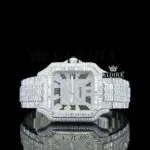 Fully Iced Baguette White Dial Roman Numerals Moissanite Diamond Watch