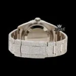Fully Iced Out Black Dial Stick Markers Moissanite Diamond Watch Caseback View