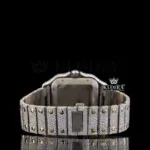 Fully Iced Out Blue Dial Roman Numerals Moissanite Diamond Watch Caseback View