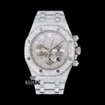 Fully Iced Out Dial White Stick Markers Moissanite Diamond Watch