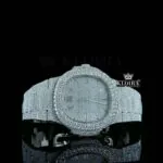 Fully Iced Out Diamond Marker White Dial Moissanite Diamond Watch