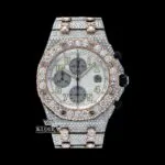 Fully Iced Out Dual Tone Moissanite Chronograph Diamond Watch