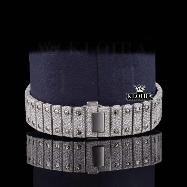 Fully Iced Out Rainbow Roman Numerals Moissanite Diamond Watch Bracelet View