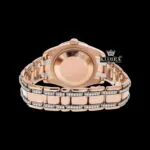 Fully Iced Out Roman Dial Rose Gold Moissanite Watch Caseback View