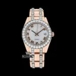 Fully Iced Out Roman Dial Rose Gold Moissanite Watch