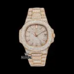 Fully Iced Out Rose Gold Stick Markers Moissanite Diamond Watch