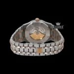 Fully Iced Out Two Tone Rose Gold Moissanite Diamond Baguette Watch Caseback View
