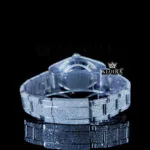 Fully Iced Out White Dial Roman Black Numerals Moissanite Watch Caseback View