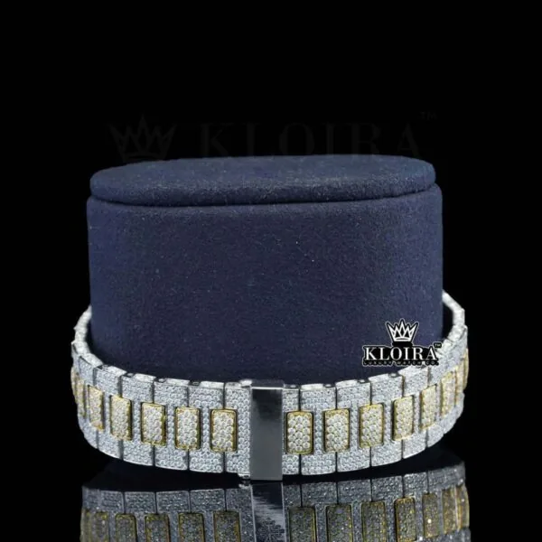 Fully Iced Out Yellow Dial Diamond Markers Natural Diamond Watch Bracelet View