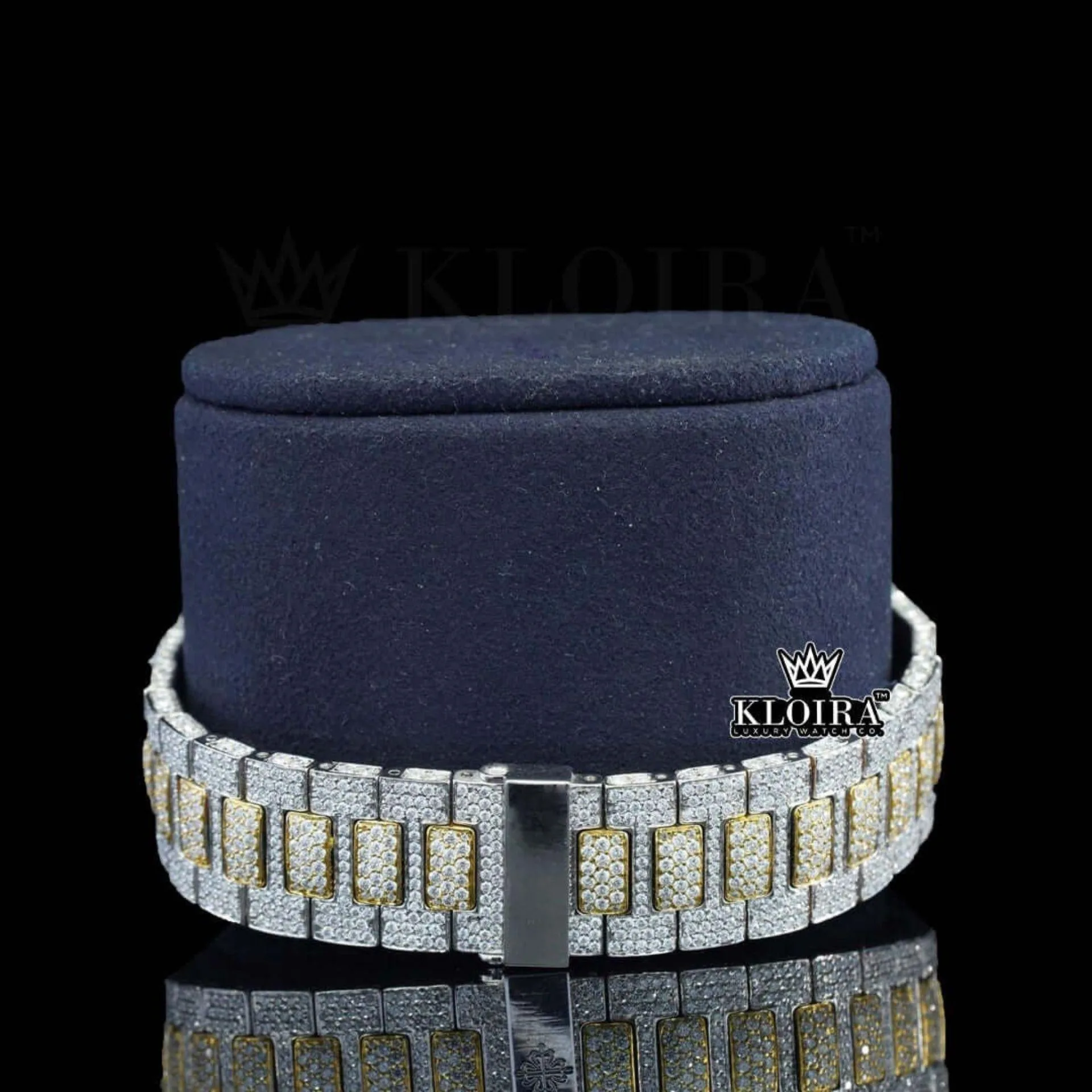 Fully Iced Out Yellow Dial Diamond Markers Natural Diamond Watch Bracelet View