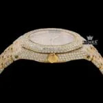 Fully Iced Out Yellow Gold Stick Markers Moissanite Diamond WatchCrown View