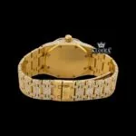 Fully Iced Out Yellow Gold Stick Markers Moissanite Diamond Watch Caseback View